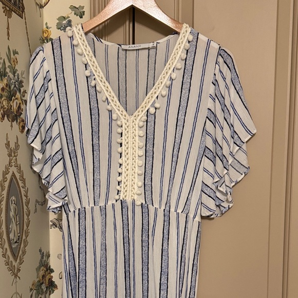 Blue and White Striped Maxi Dress - Picture 3 of 5